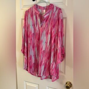 Dear Scarlett Vibrant Pink and Blue Top